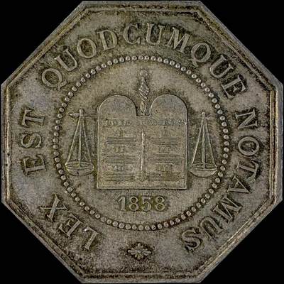 【雨安】【直播拍卖】【世界币章115期-裸币】2025-11-21 周五 19:30 保真 - [章] France 章 法国 八角 1858年 佩罗讷世 公证人协会 八角银章 UNC 13.6克