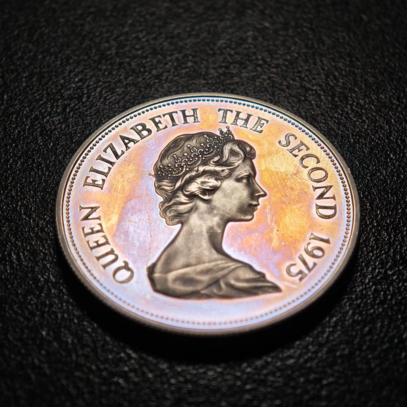 【德藏】世界币章拍卖第154期（拍品征集中~欢迎藏友联系） 1975年 毛里求斯动物保护蝴蝶25卢比纪念大银币 直径约：38.5mm；重约：28.2g