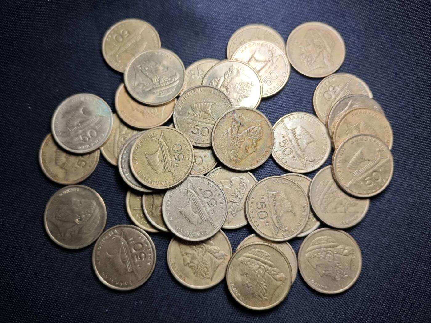 KK钱币收藏小铺 （套币 好品/批量散币 银币）专场  2月预留时间 周末发货  希腊50德拉克马一组34枚