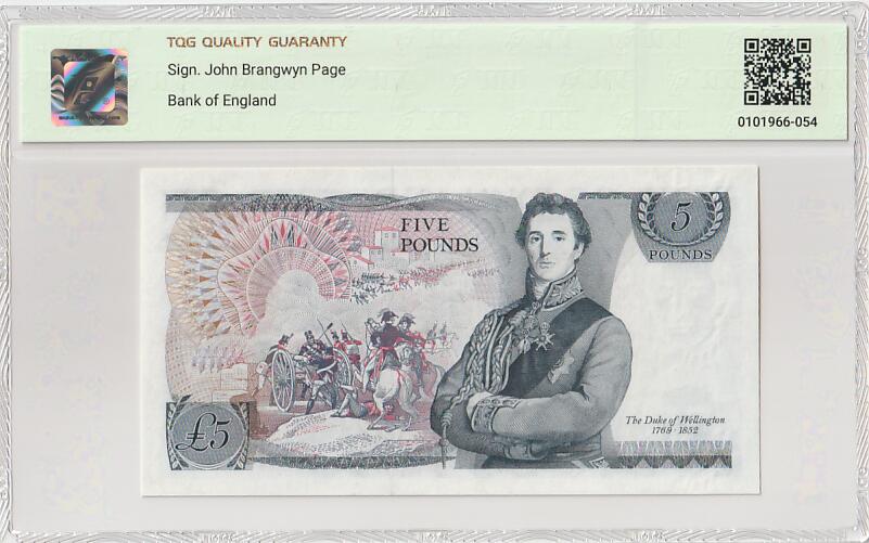 2025十一月第五期，总第203期 英格兰D序列5镑Page签名TQG55分，稀有补号M前缀，青年女王和威灵顿公爵