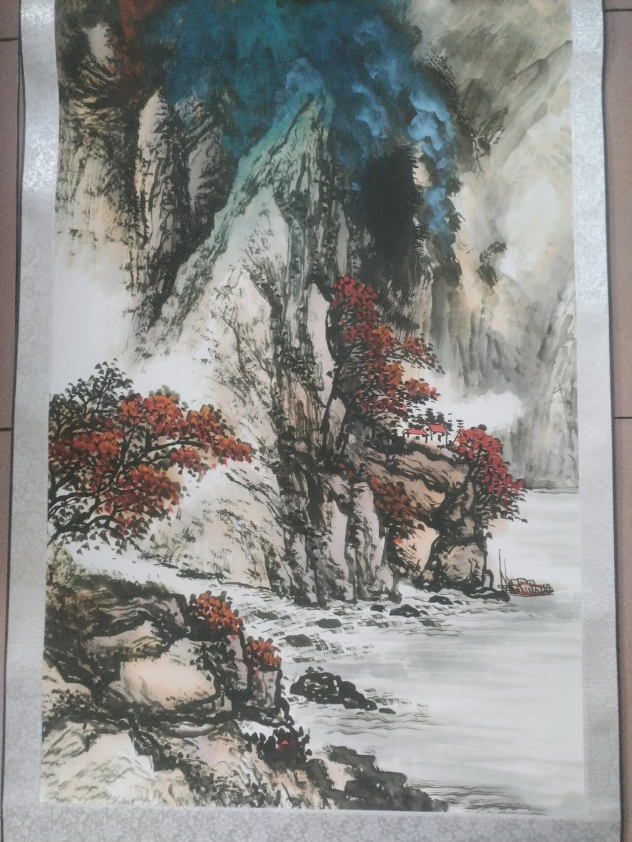 字画专场 陈克永老师手绘《福山秀水》。已装裱，170*72cm。