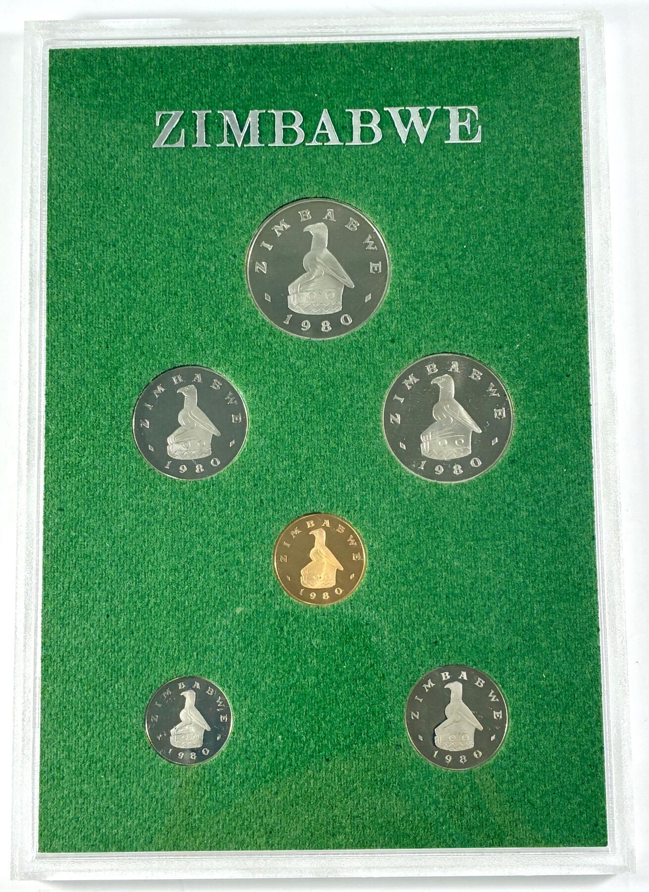 【雨安】【直播拍卖】【世界币章115期-裸币】2025-11-21 周五 19:30 保真 [现代套币] Zimbabwe 津巴布韦 套币 精制套币 1980年