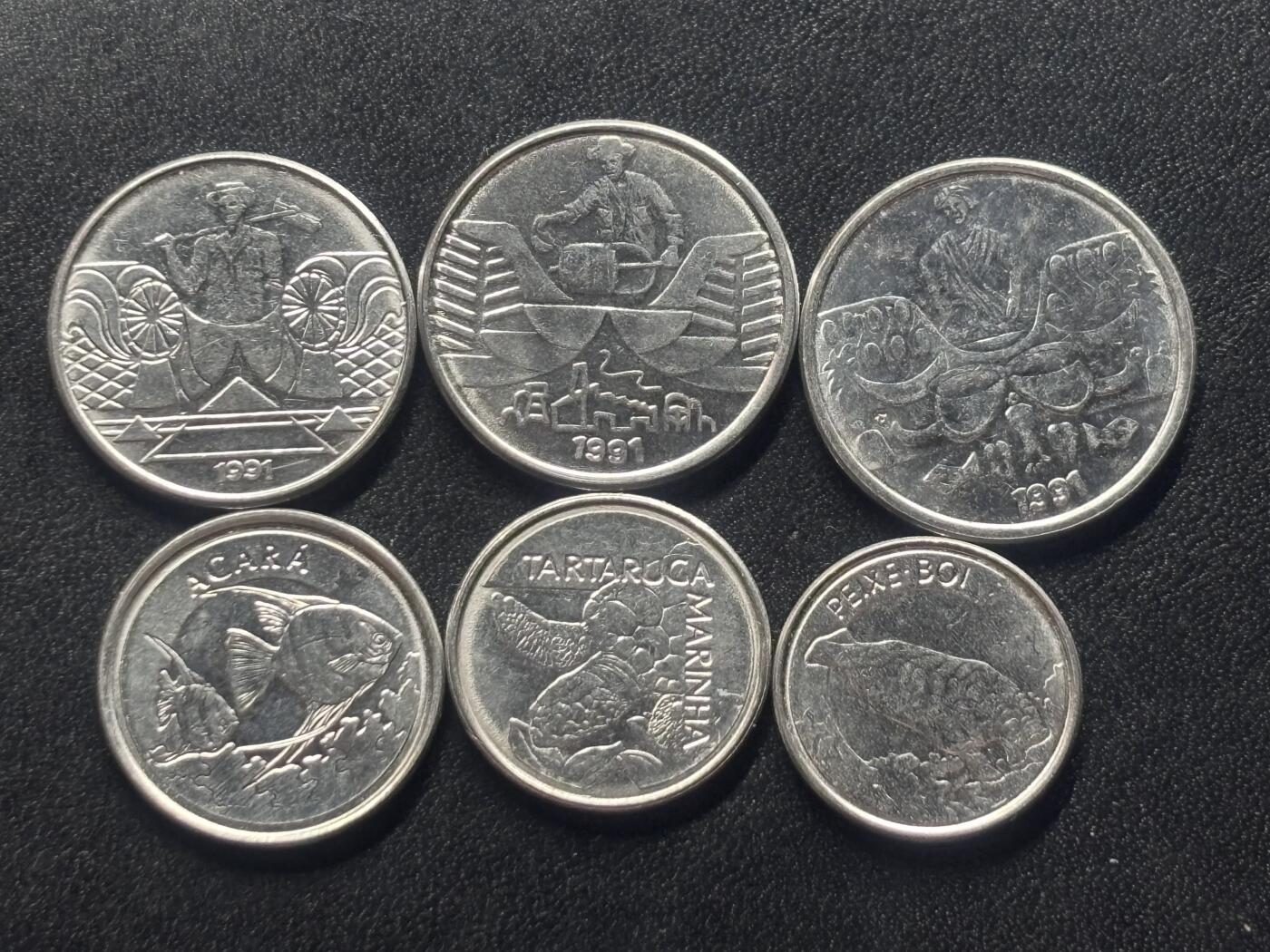 邮泉阁限时拍卖第三十六场 美洲硬币专场（硬币在国外。请付邮费6元。） 巴西1991-1993年6枚