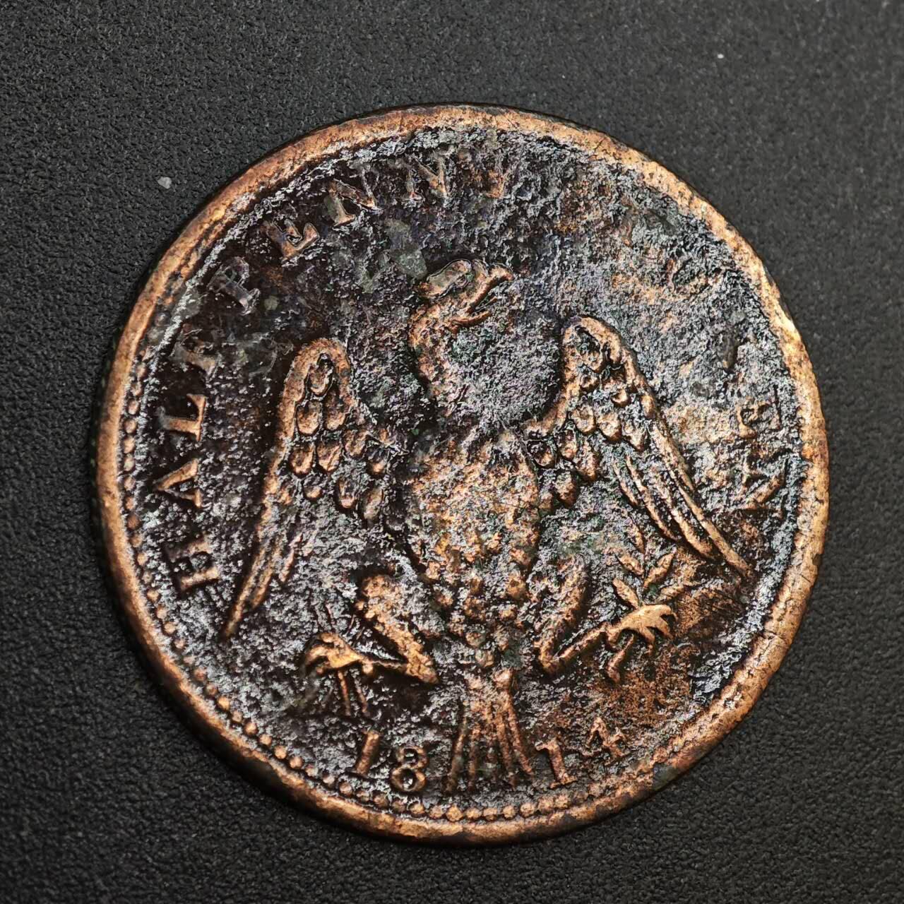 【淘币小摊】实时拍第八百零二拍   散币场   满百包邮可预留二周 每周一统一发货   加拿大1814年半便士铜币代币