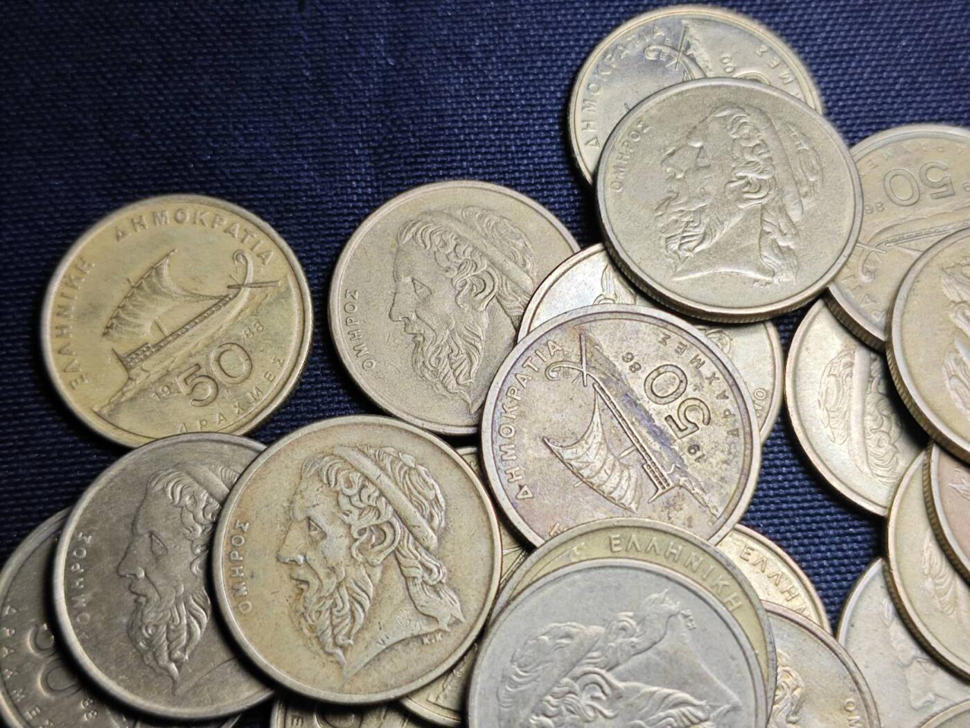 KK钱币收藏小铺 （套币 好品/批量散币 银币）专场  2月预留时间 周末发货  希腊50德拉克马一组34枚