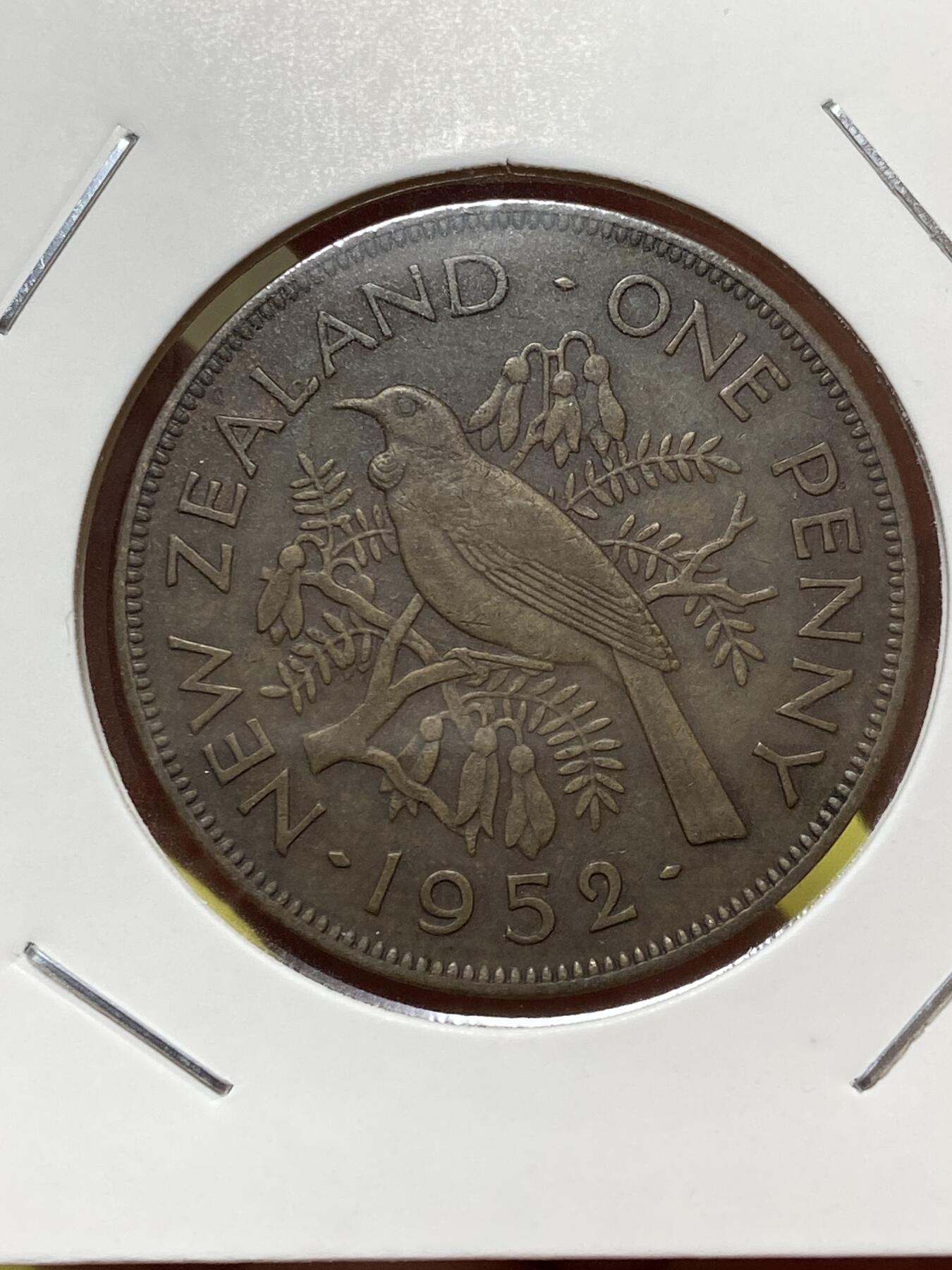 2025年第一百三十一场(总第一百五十七场）外国好品纸夹散币场(免佣金) 好品–新西兰🇳🇿1952年1便士(乔治六世逝世年，第三版关门年)