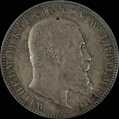 【雨安】【直播拍卖】【世界币章115期-裸币】2025-11-21 周五 19:30 保真 - [裸币德国] Germany 德国 帝国 符腾堡 3马克 威廉二世 1908年