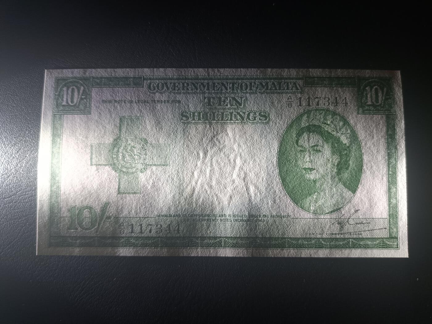 2025十一月第五期，总第203期 英属马耳他1952版10先令UNC-，大皇冠女王，稀有英属殖民地品种