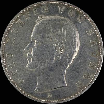 【雨安】【直播拍卖】【世界币章115期-裸币】2025-11-21 周五 19:30 保真 - [裸币德国] Germany 德国 帝国 巴伐利亚 3马克 奥托 1908年