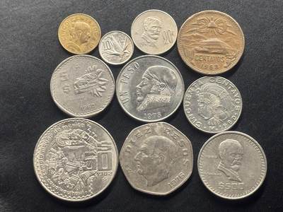 邮泉阁限时拍卖第三十六场 美洲硬币专场（硬币在国外。请付邮费6元。） - 墨西哥10枚