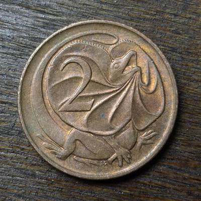 【铜匠收藏】★第132场★散币场，无佣金，30包邮。不满30元，支付5元运费。《接受代拍 代送NGC评级》 - 1977年 澳大利亚 2分 蜥蜴