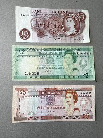 【礼羽收藏】🌏世界钱币拍卖第113期 - 英格兰10先令，斐济2元，斐济5元，品相如图