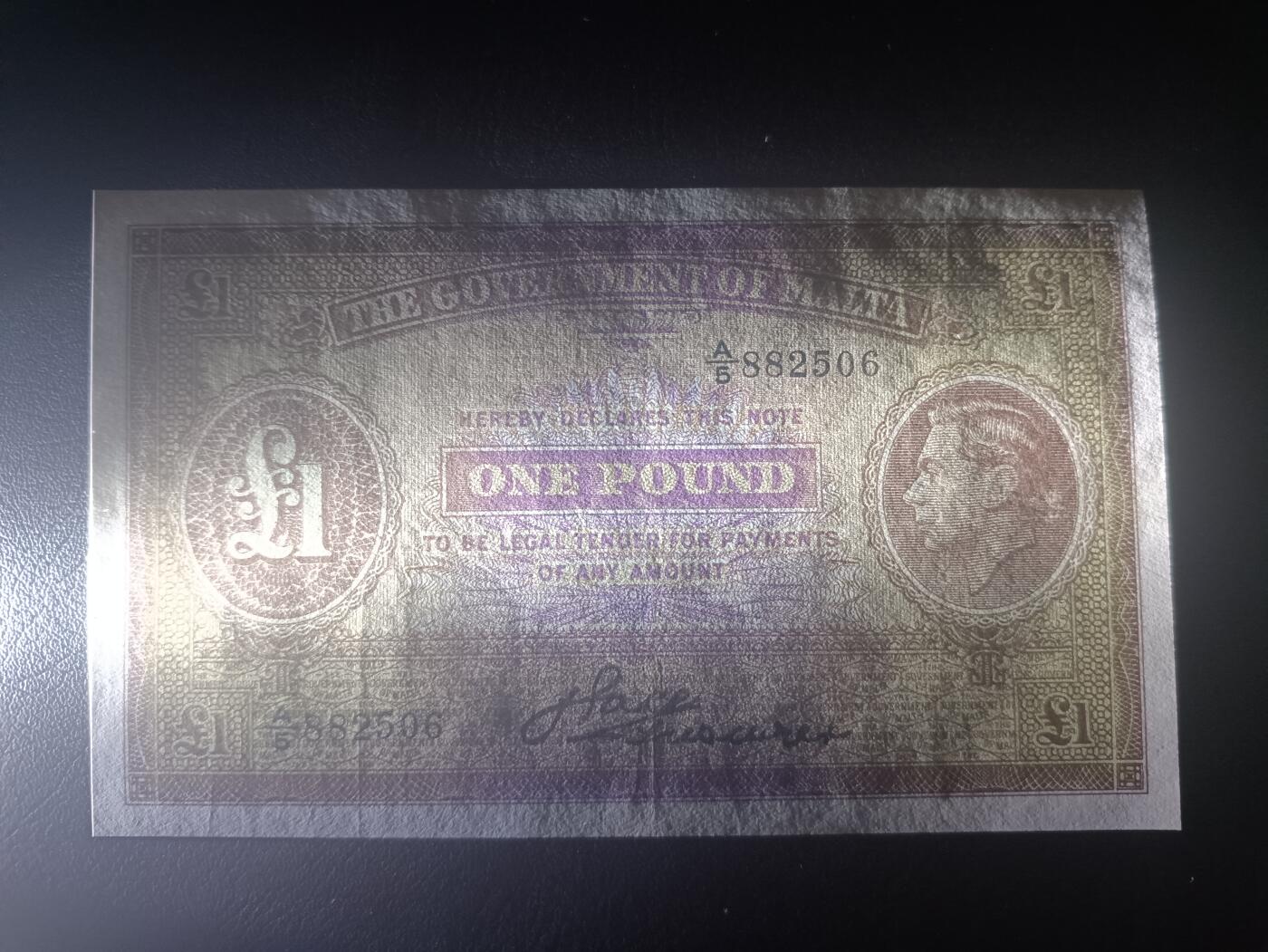 2025十一月第五期，总第203期 英属马耳他1939年1镑流通好品XF无47，乔治六世国王，仅发行一年的稀有签名，最高面值