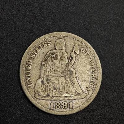 【淘币小摊】实时拍第八百零二拍   散币场   满百包邮可预留二周 每周一统一发货   - 美国1891年坐人10分银币