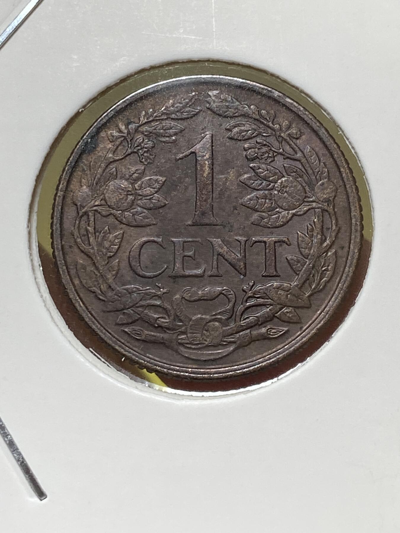 2025年第一百三十一场(总第一百五十七场）外国好品纸夹散币场(免佣金) 好品–荷属安的列斯1954年1分(第一套流通硬币，Fish–鱼标)