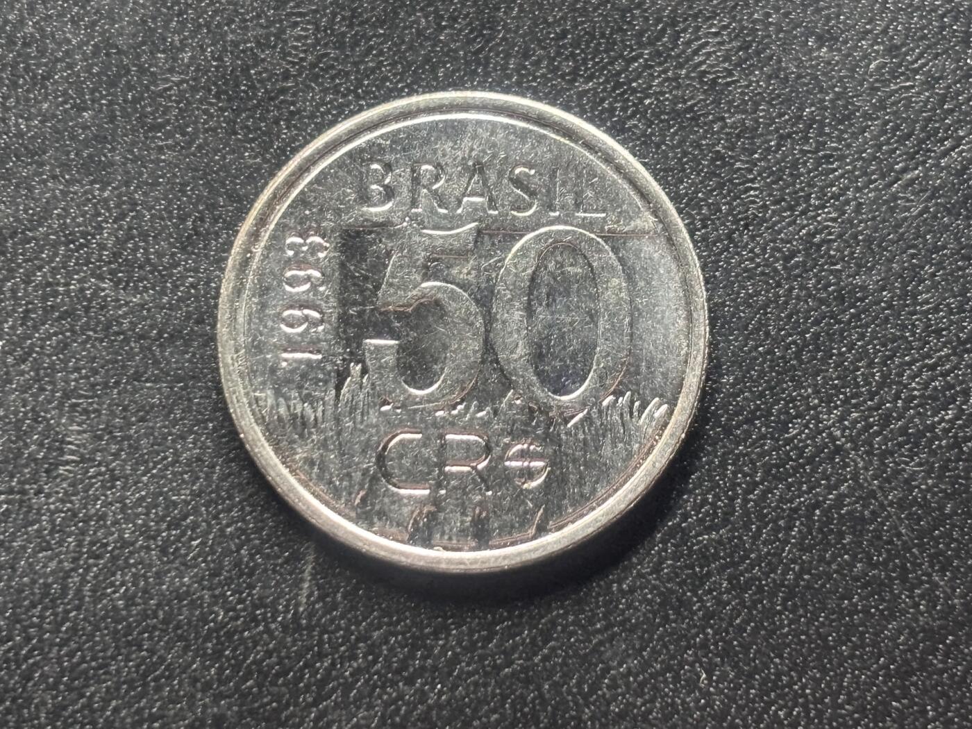 邮泉阁限时拍卖第三十六场 美洲硬币专场（硬币在国外。请付邮费6元。） 巴西1993年50克鲁