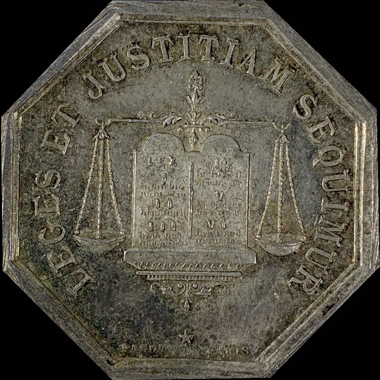 【雨安】【直播拍卖】【世界币章115期-裸币】2025-11-21 周五 19:30 保真 [章] France 章 法国 八角 19世纪 沙托鲁市 公证人 八角银章 UNC