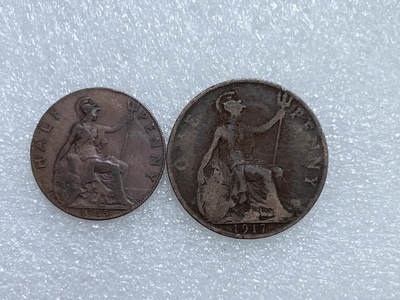 第一海外回流一元起拍收藏 散集专场  第270期 - 英国乔治五世老铜币一组 2枚