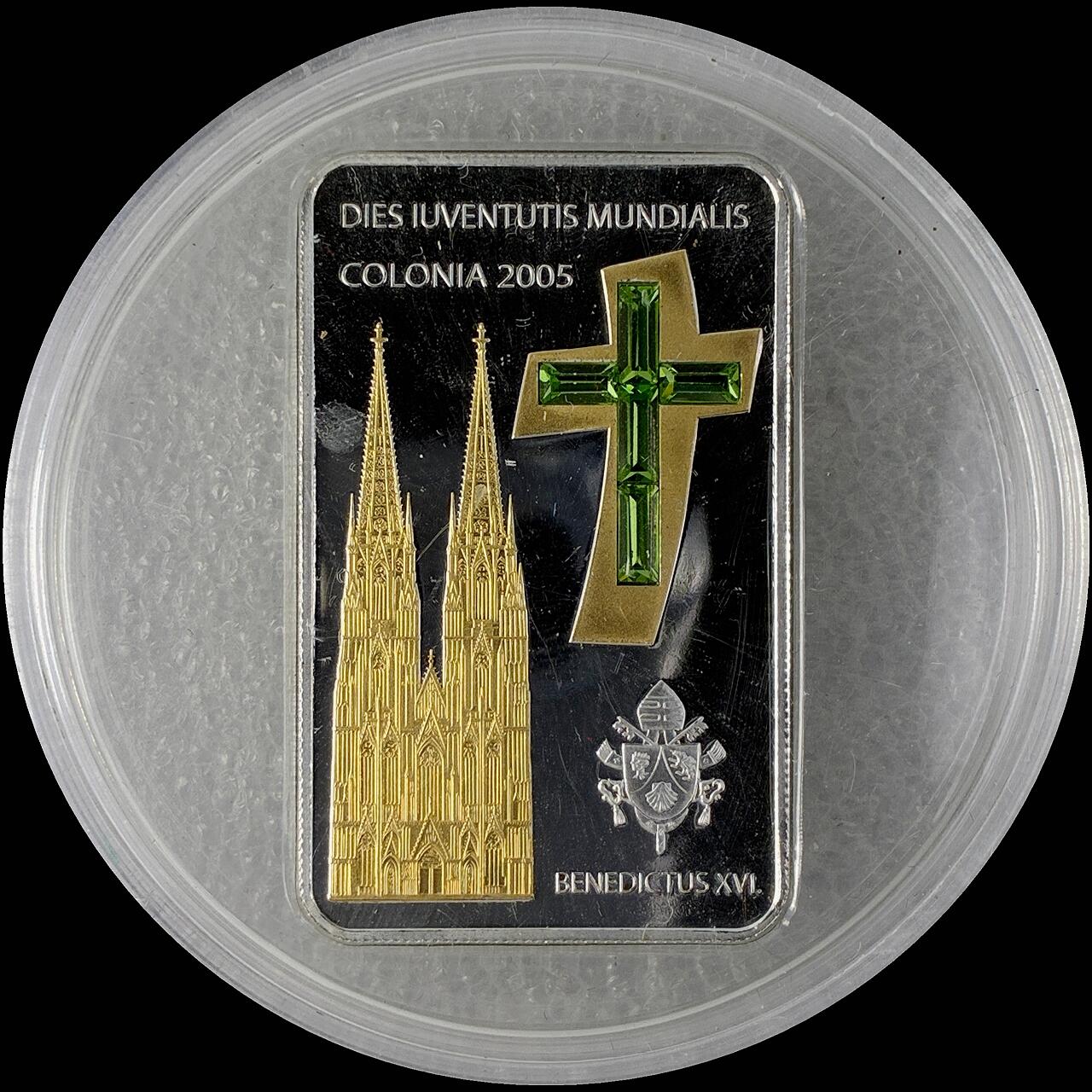 【雨安】【直播拍卖】【世界币章115期-裸币】2025-11-21 周五 19:30 保真 [现代钱币] Liberia 利比里亚 5元 2005年 世界青年日 异形彩银镶嵌银币