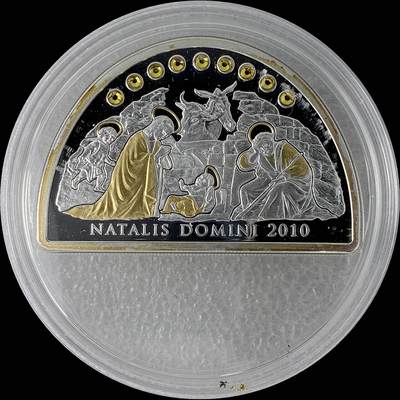 【雨安】【直播拍卖】【世界币章115期-裸币】2025-11-21 周五 19:30 保真 - [现代钱币] Cook Island 库克群岛 5元 2010年 主的诞生 异形彩银镶嵌银币