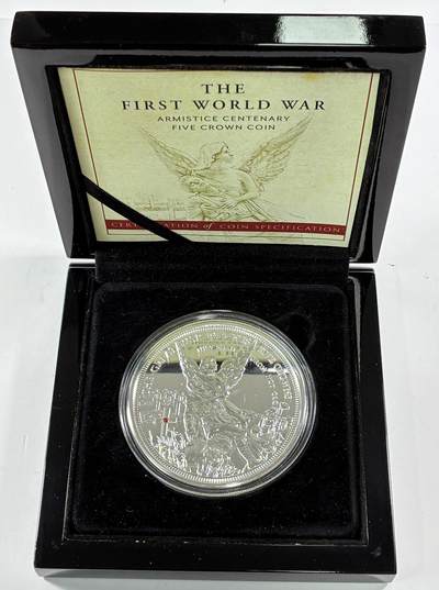 【雨安】【直播拍卖】【世界币章115期-裸币】2025-11-21 周五 19:30 保真 - [现代钱币] Tristan da Cunha 特里斯坦-达库尼亚群岛 5克朗 2018年 一战 发行量499