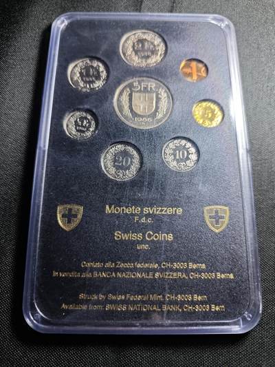 KK钱币收藏小铺 （套币 好品/批量散币 银币）专场  2月预留时间 周末发货 -  1986瑞士大小面值清年一套 精制卡套