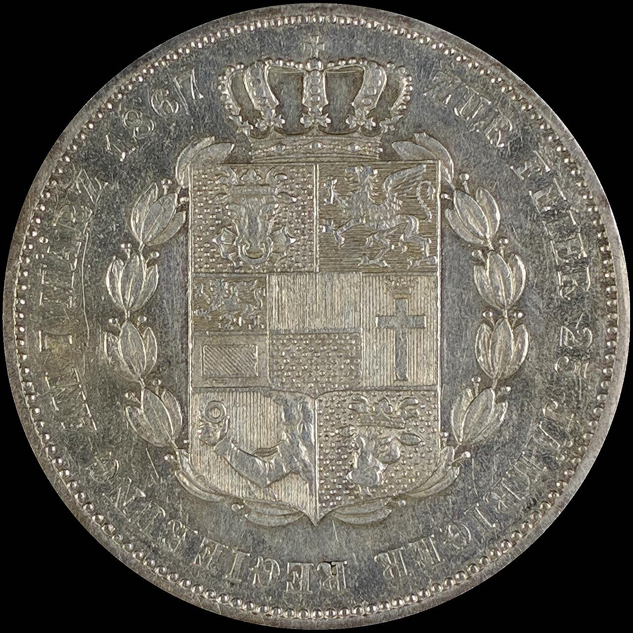 【雨安】【直播拍卖】【世界币章115期-裸币】2025-11-21 周五 19:30 保真 [裸币德国] Germany 德国 德意志 1泰勒 Mecklenburg-Schwerin梅克伦堡-什未林 Thun.216 KM#A311 (1867) 1867年