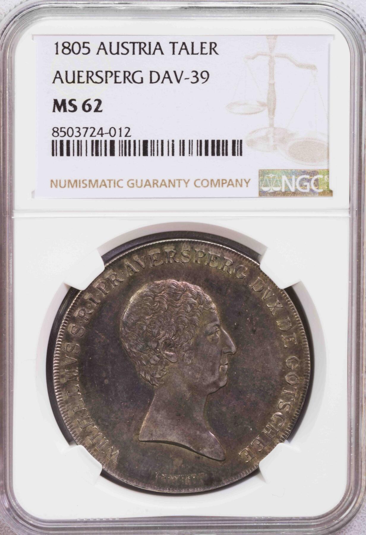 NGC-MS62 1805神罗奥斯佩尔格泰勒银币老包浆