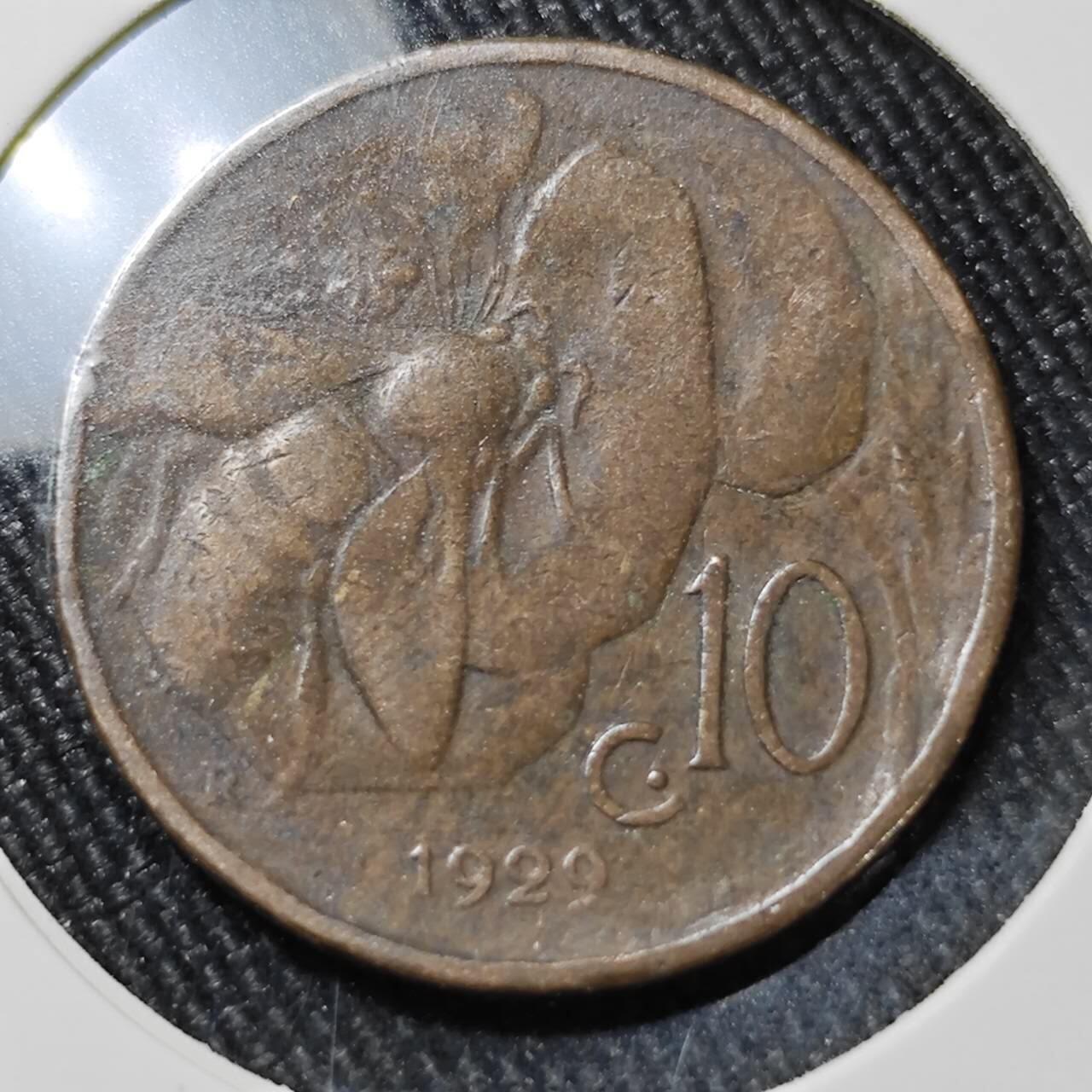 KK钱币收藏小铺  第362场  2月预留时间 周末发货  1929意大利10分铜币