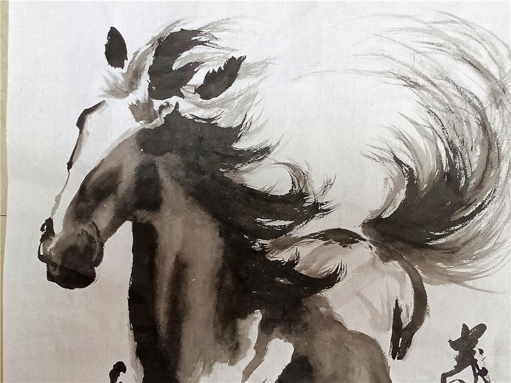 2、王炯智国画神会悲鸿马133×60【302】