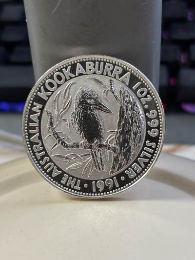 第182期拍卖 - 澳大利亚1991年翠鸟系列1盎司纪念银币带盒，999银