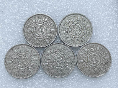 第一海外回流一元起拍收藏 散集专场  第270期 - 英国50年代2先令硬币 5枚