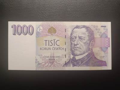 2025十一月第五期，总第203期 - 捷克1996年1000克朗UNC-，早期细安全线版本，历史学家帕拉斯基和波西米亚雄鹰下的中央银行大楼