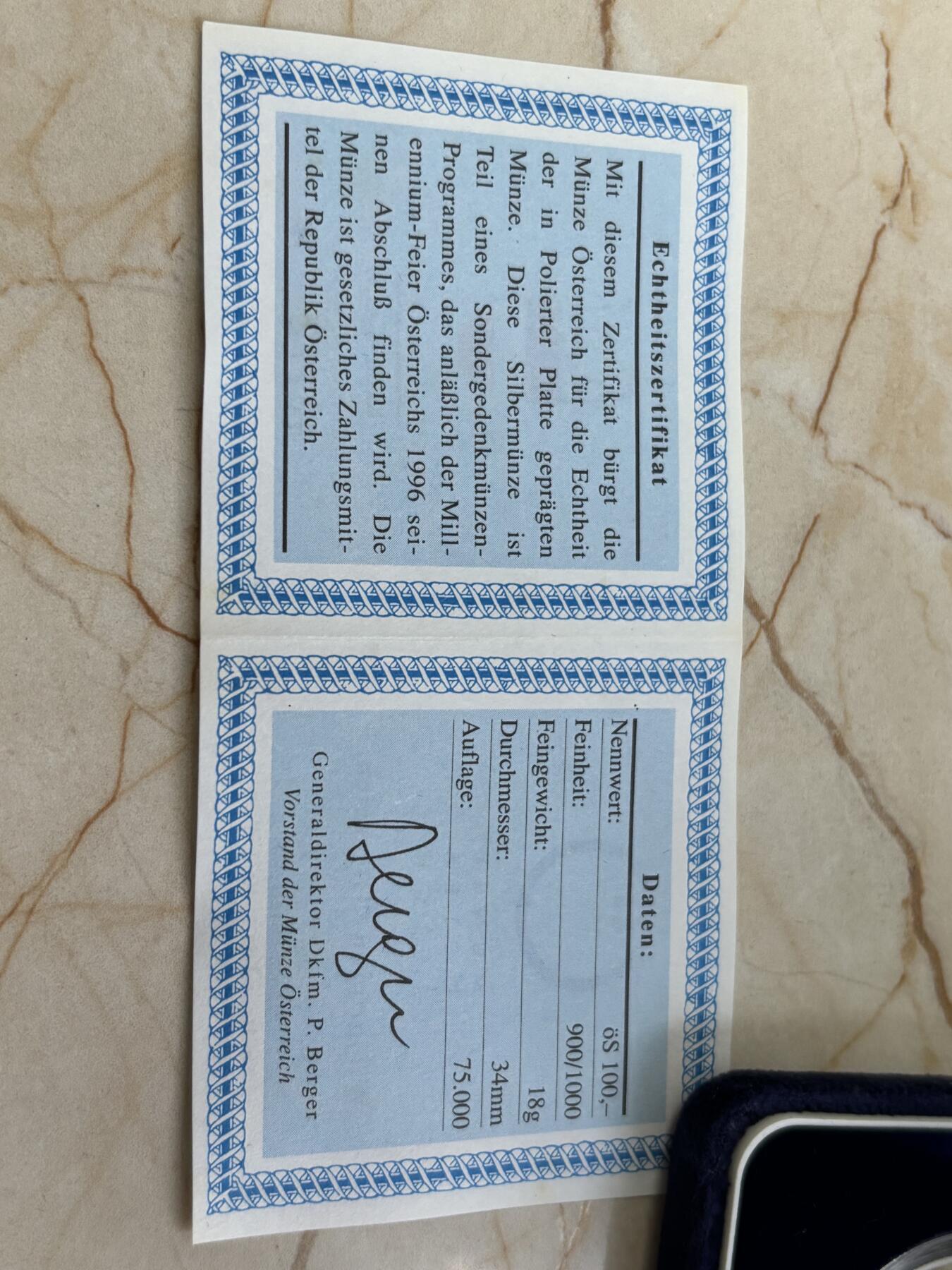 第182期拍卖 奥地利1992年卡尔五世精制纪念银币，900银，总重20克，直径34毫米。克劳斯世界硬币大赛最佳克朗币