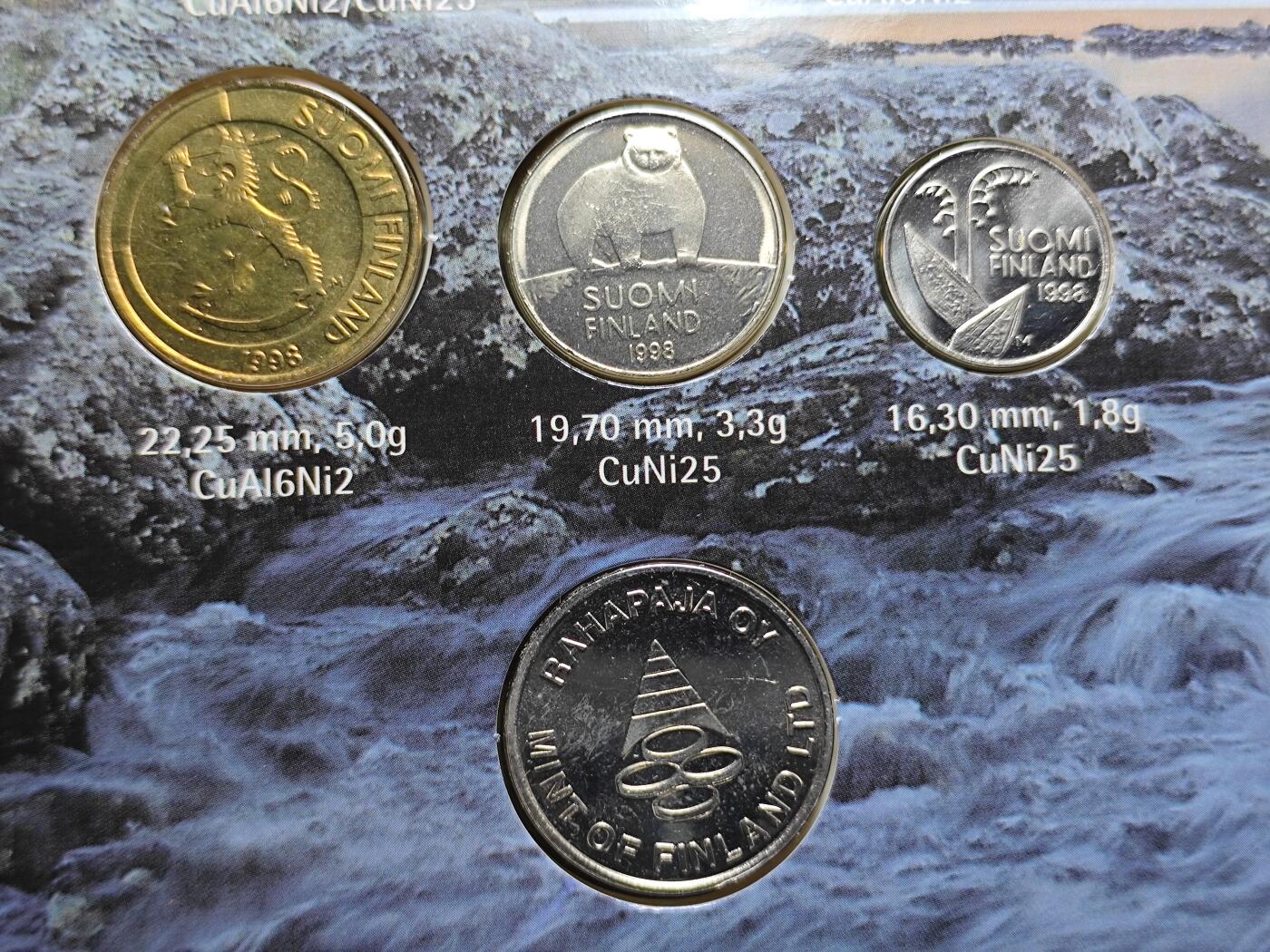 KK钱币收藏小铺 （套币 好品/批量散币 银币）专场  2月预留时间 周末发货  1998芬兰清年套币 带人物纪念章