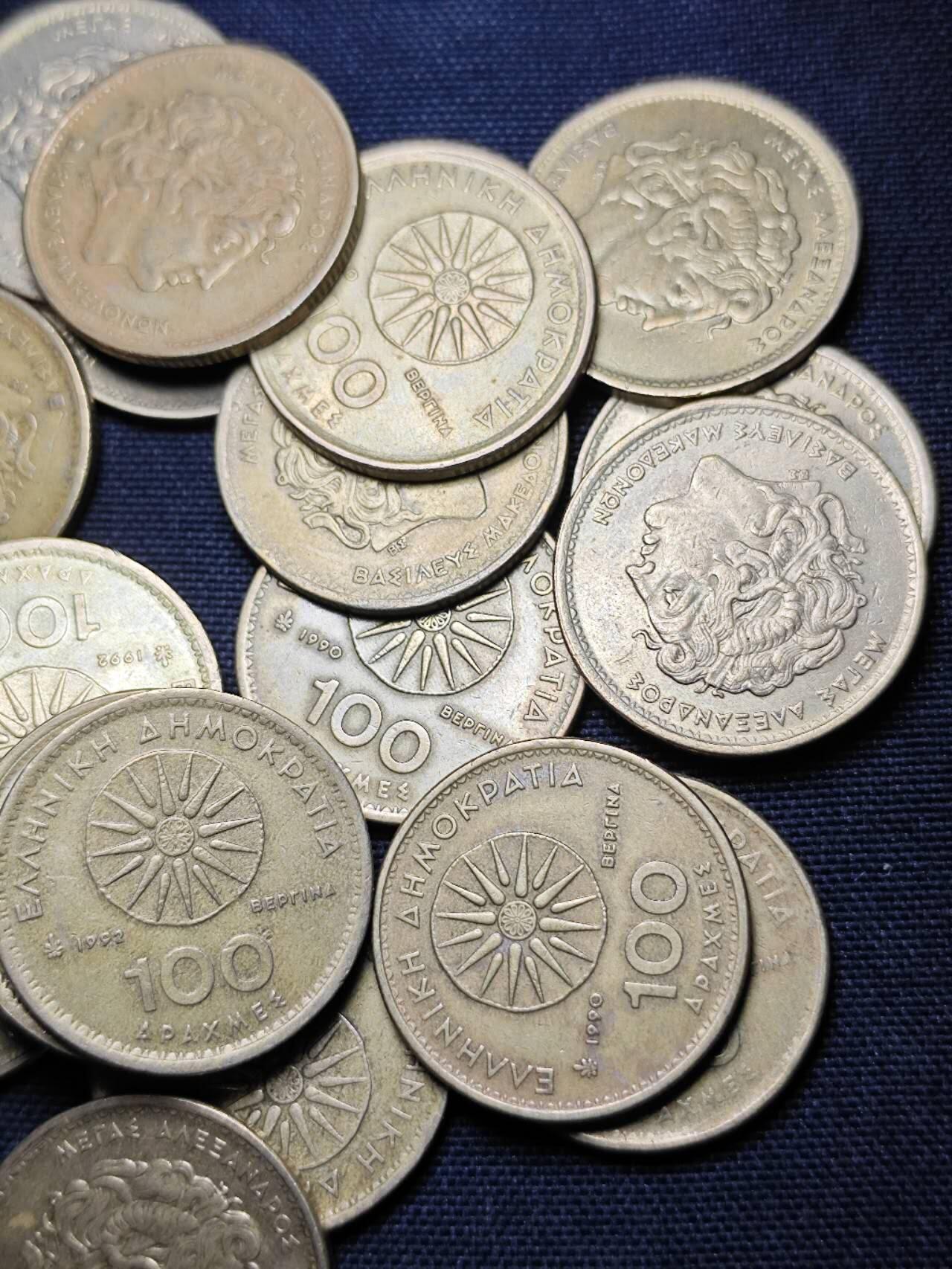 KK钱币收藏小铺 （套币 好品/批量散币 银币）专场  2月预留时间 周末发货  希腊100德拉克马一组32枚！