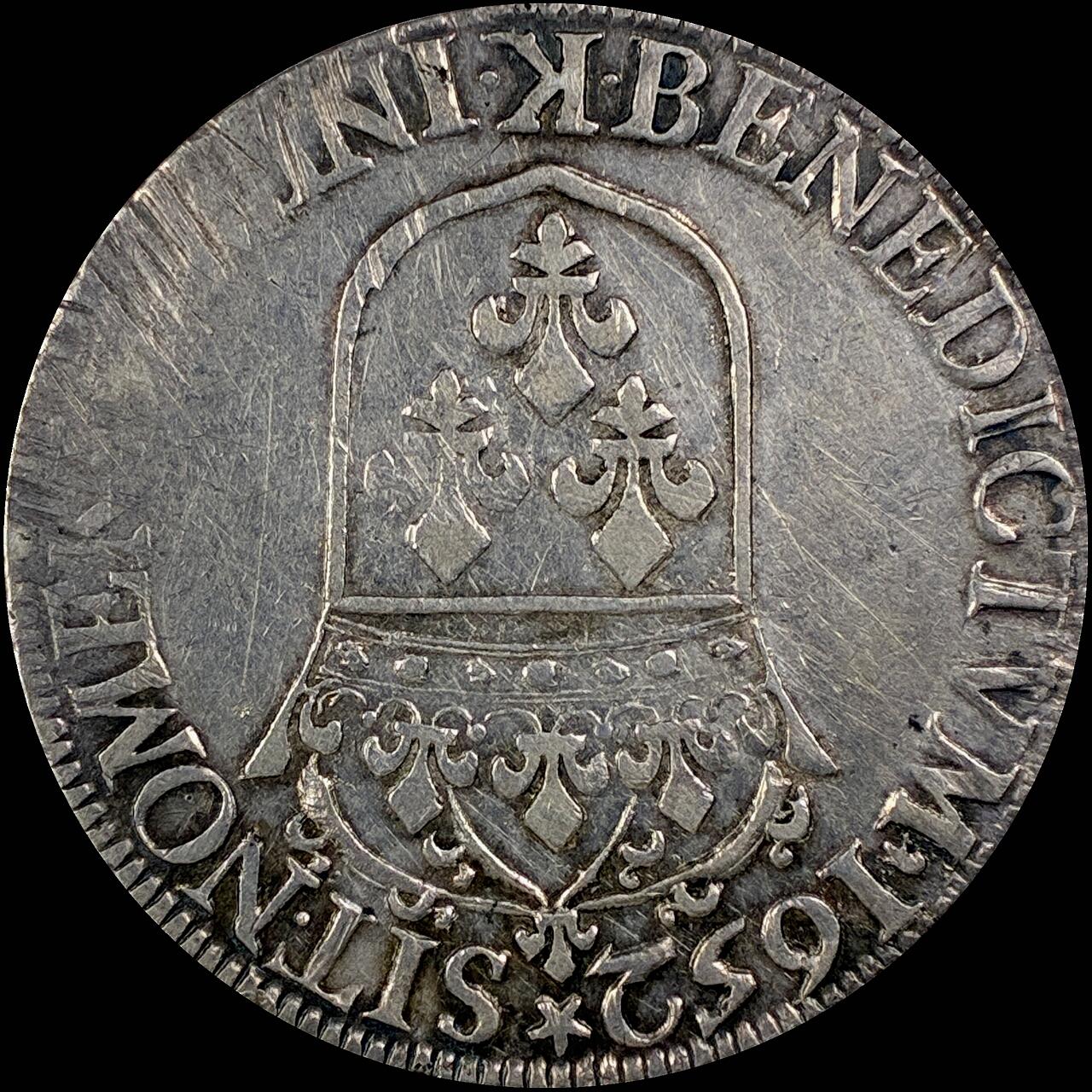 【雨安】【直播拍卖】【世界币章115期-裸币】2025-11-21 周五 19:30 保真 [裸币法国] France 法国 1埃居 KM#0155 DAV-3799 (1646-1653) 路易十四 儿童版2nd 1652年