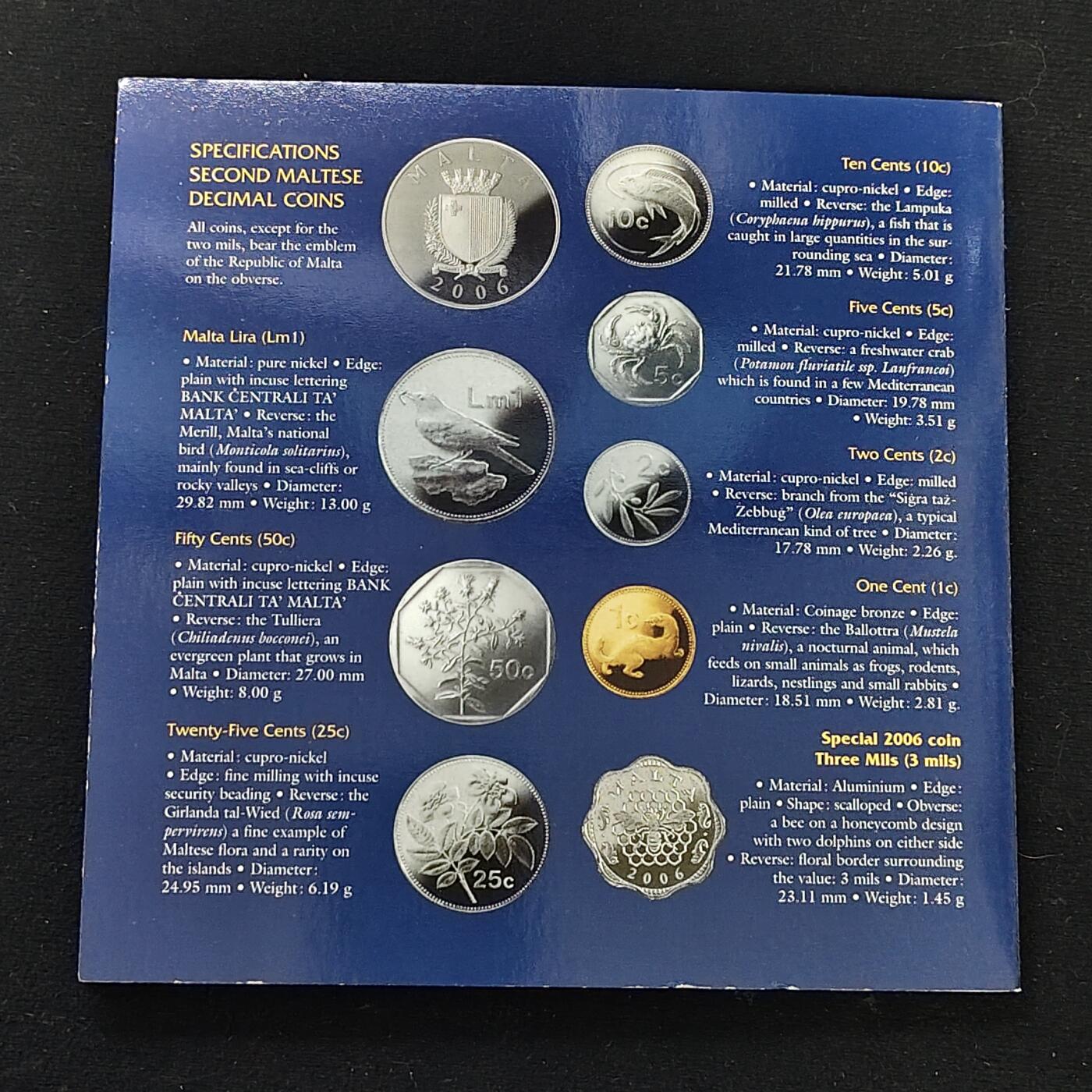 【全场包邮】纯粹捡漏拍479场（免费代拍第16场） 马耳他2006年官方套币-含仅封装发行3米尔