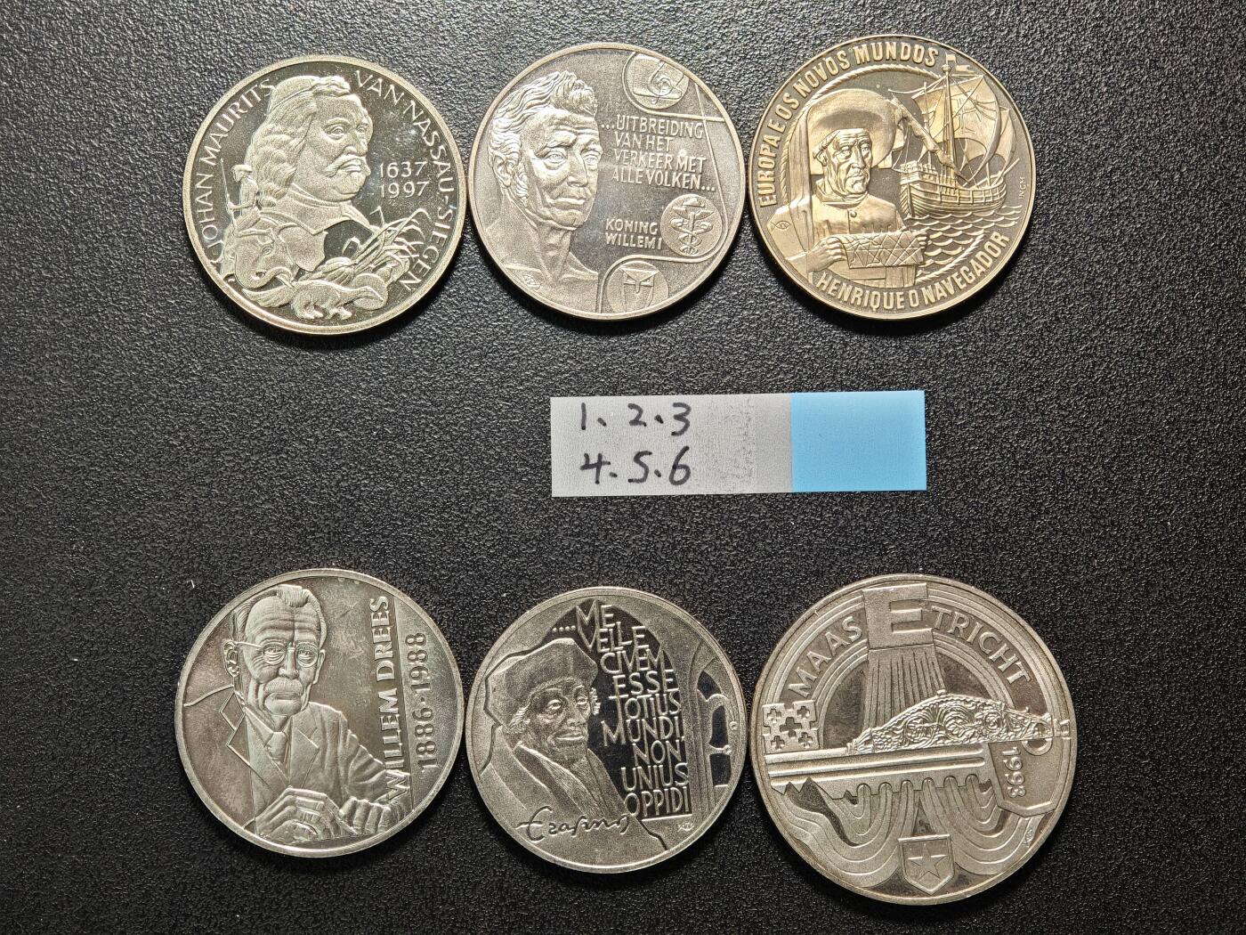 【德藏】世界币章拍卖第154期（拍品征集中~欢迎藏友联系） 6枚一组 荷兰ECU货币单位纪念镍币 详细尺寸请看拍品介绍