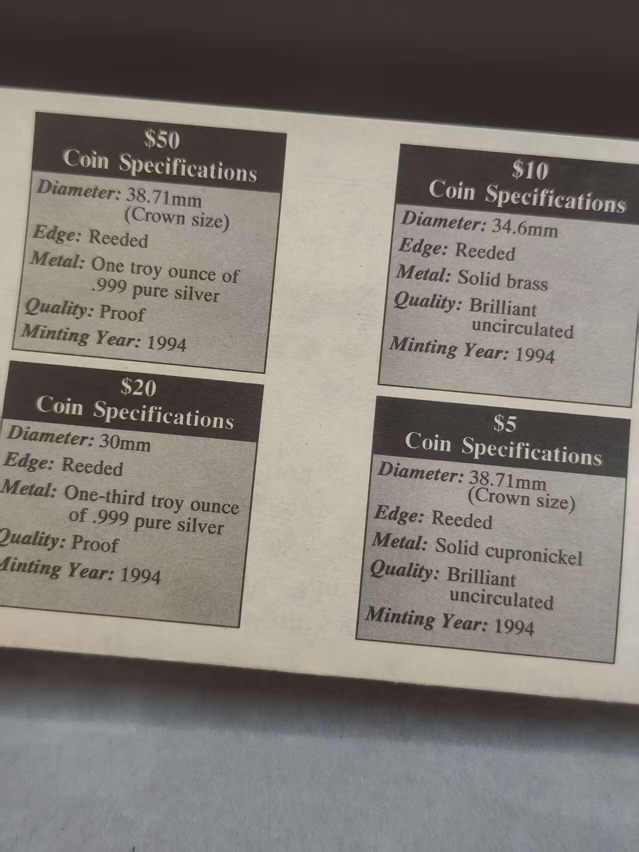 G&W世界散币，银币处理专场（第37场） 马绍尔1994年4枚套  1铜1镍2银  阿波罗登月25周年