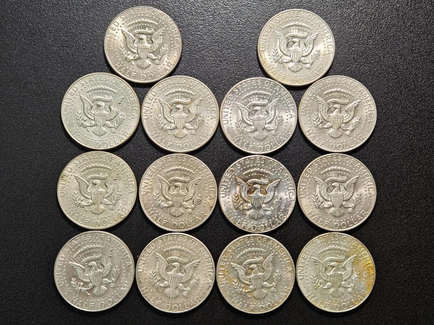 【德藏】世界币章拍卖第154期（拍品征集中~欢迎藏友联系） 15枚一组 美国50分银币 直径约：30.5mm/枚；重约：11.3g/枚