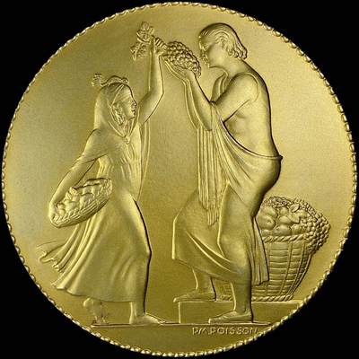 【雨安】【直播拍卖】【世界币章115期-裸币】2025-11-21 周五 19:30 保真 - [章] Algeria 章 阿尔及利亚 1930年(1982年重铸) 第三共和国 镀金银章 150克, 67mm