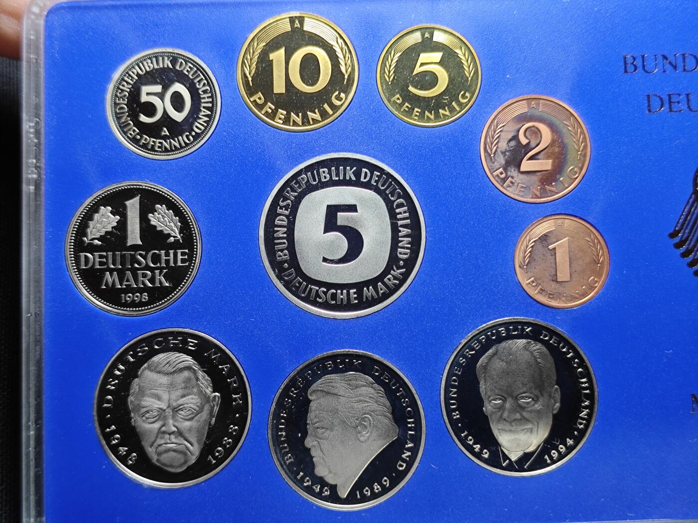 KK钱币收藏小铺 （套币 好品/批量散币 银币）专场  2月预留时间 周末发货  1998德国清年精制套币