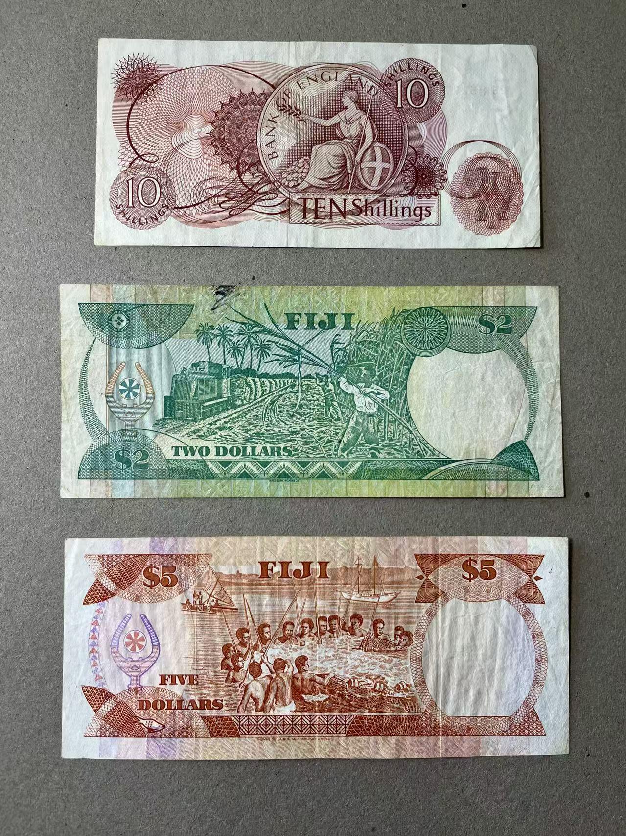 【礼羽收藏】🌏世界钱币拍卖第113期 英格兰10先令，斐济2元，斐济5元，品相如图