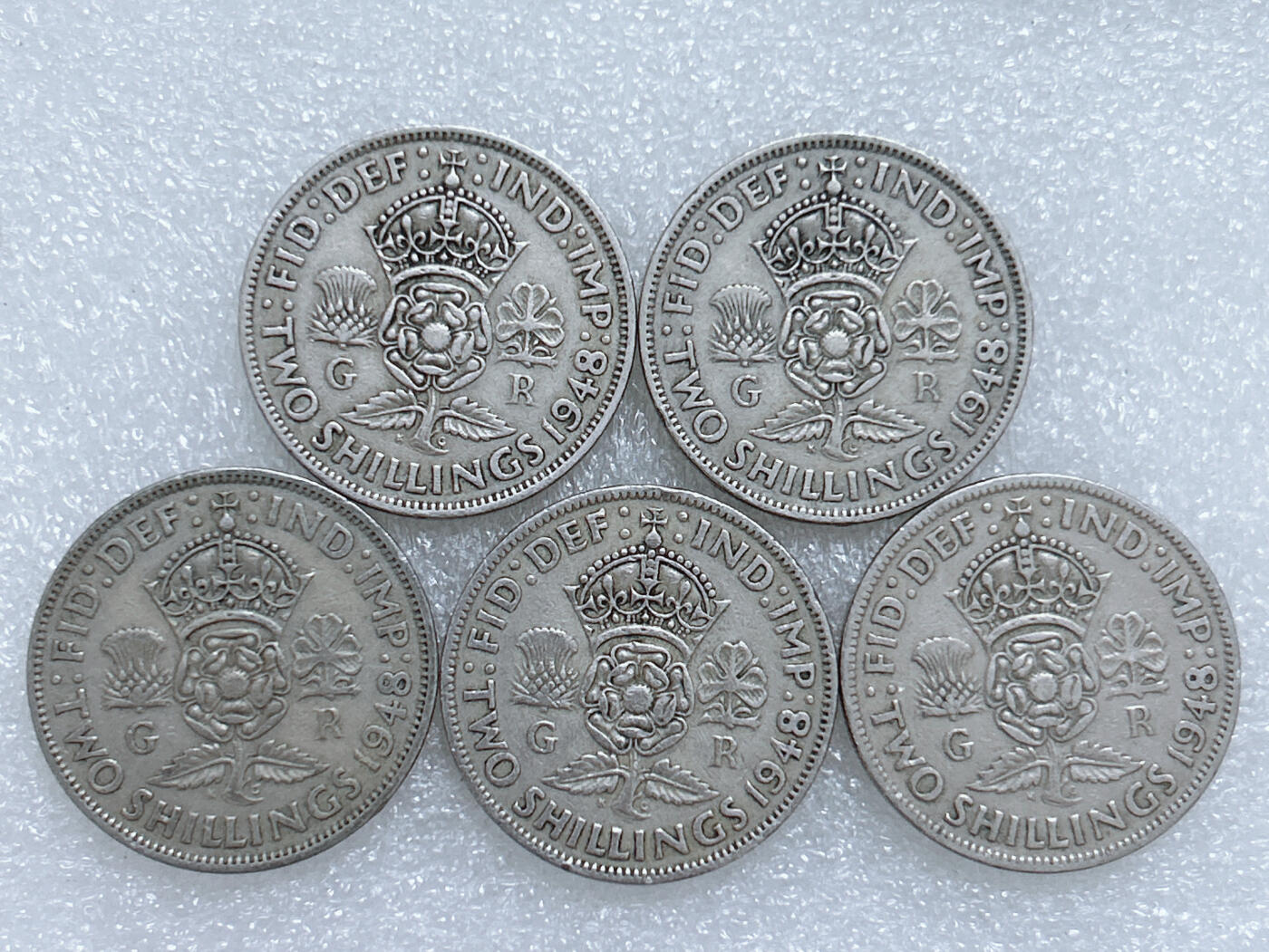 第一海外回流一元起拍收藏 散集专场  第270期 英国乔六1948年2先令硬币 5枚