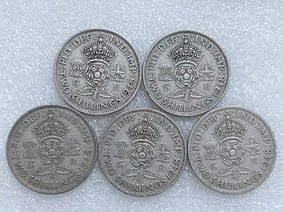 第一海外回流一元起拍收藏 散集专场  第270期 - 英国乔六1948年2先令硬币 5枚