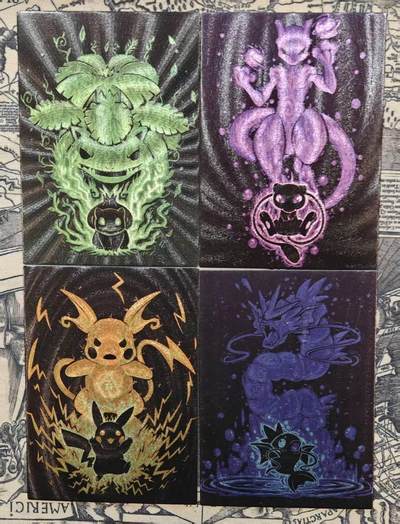 龙虎卡牌六四场 （无佣金，周六结拍，欢迎送拍） - 粗闪4张 宝可梦