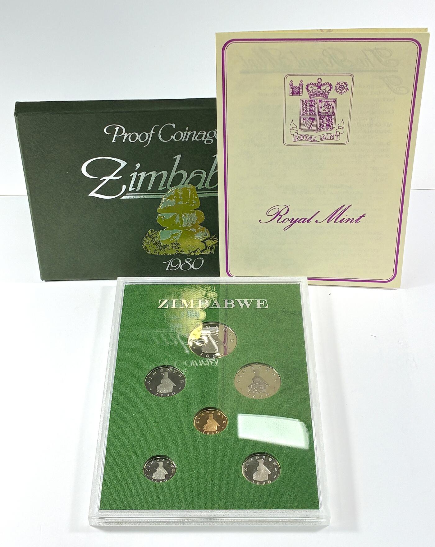 【雨安】【直播拍卖】【世界币章115期-裸币】2025-11-21 周五 19:30 保真 [现代套币] Zimbabwe 津巴布韦 套币 精制套币 1980年