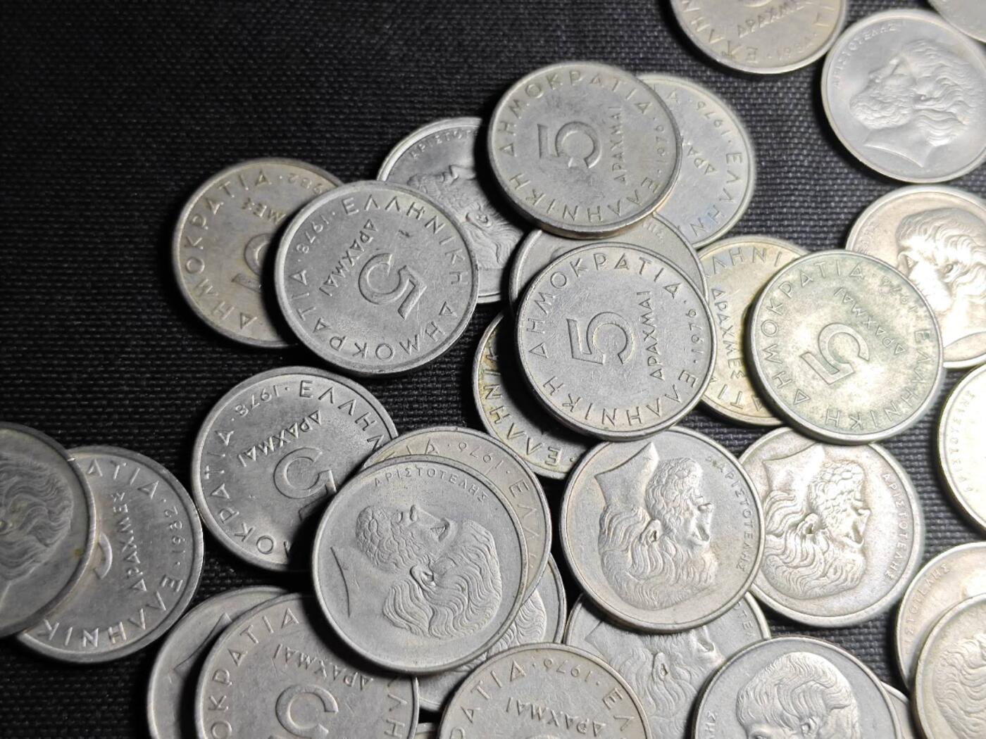 KK钱币收藏小铺 （套币 好品/批量散币 银币）专场  2月预留时间 周末发货  希腊5德拉克马一组100枚！