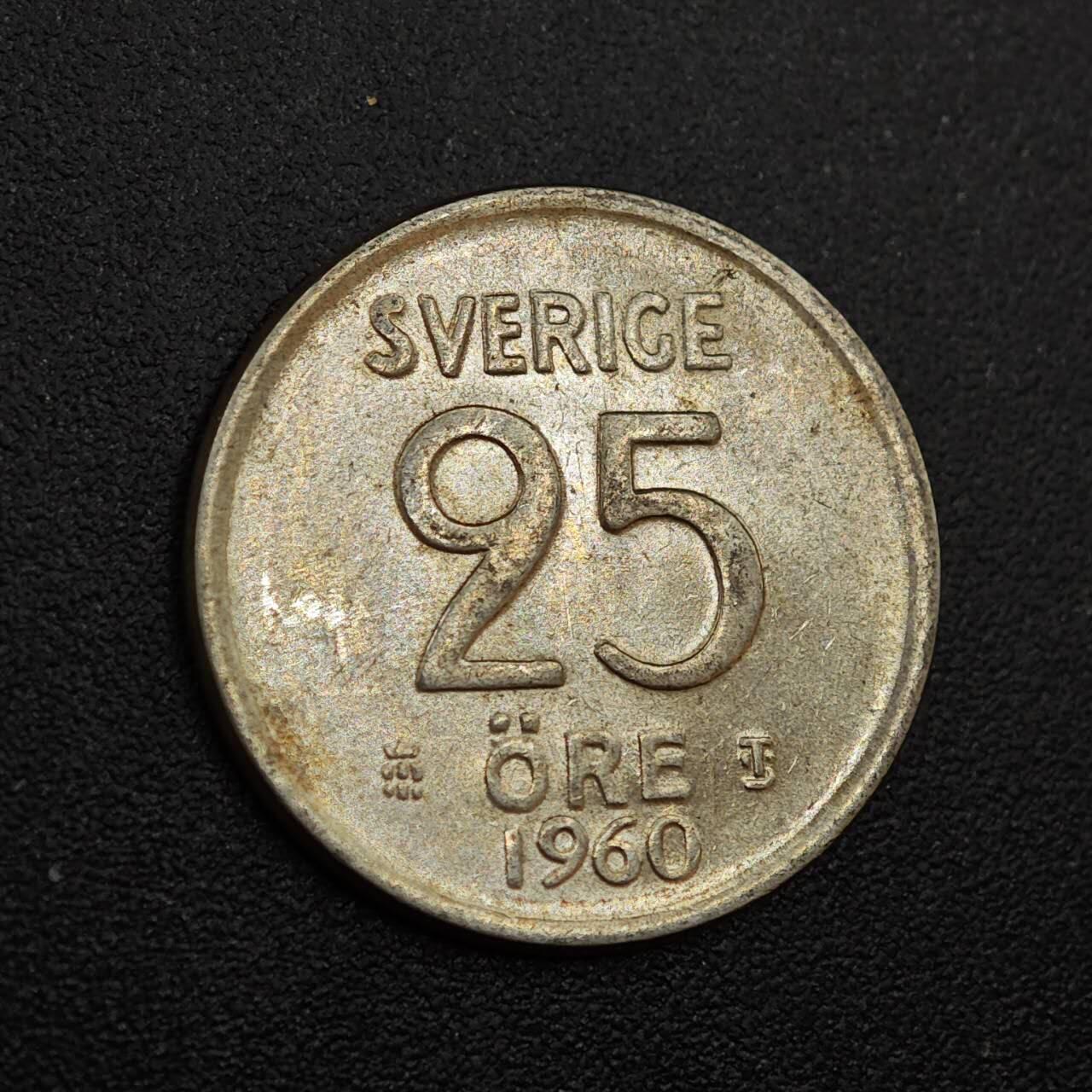 【淘币小摊】实时拍第八百零二拍   散币场   满百包邮可预留二周 每周一统一发货   瑞典1960年25欧尔银币